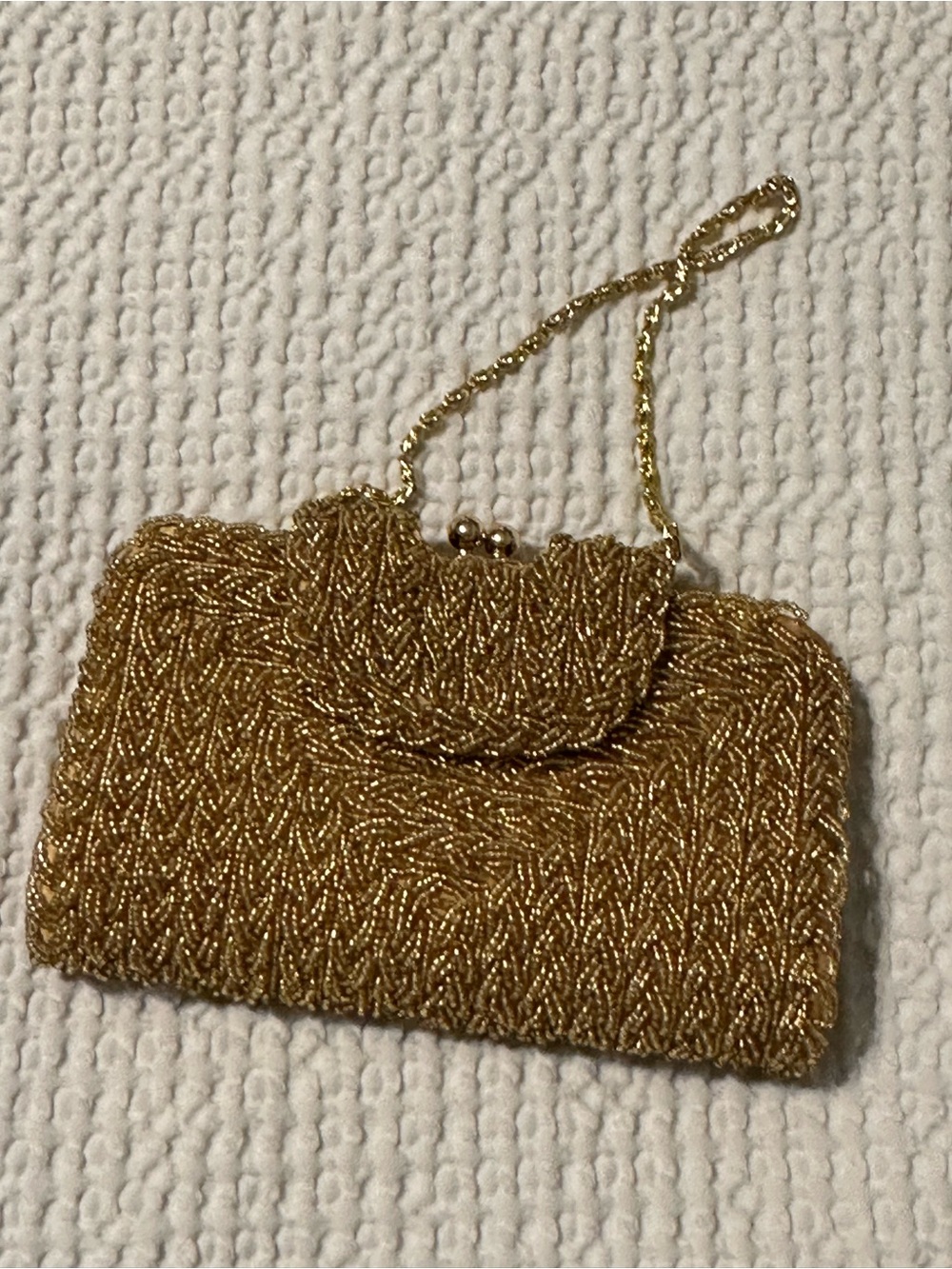 Kate Landry Gold Beaded Evening Clutch Bag